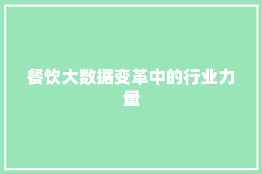 餐饮大数据变革中的行业力量  第1张