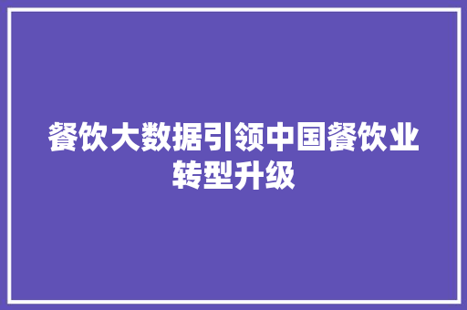 餐饮大数据引领中国餐饮业转型升级  第1张