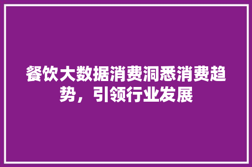餐饮大数据消费洞悉消费趋势，引领行业发展  第1张