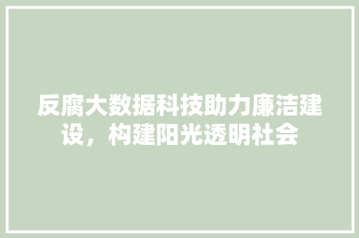 反腐大数据科技助力廉洁建设，构建阳光透明社会  第1张