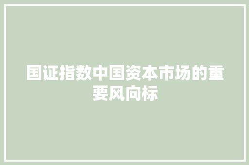 国证指数中国资本市场的重要风向标