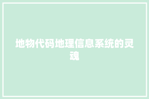 地物代码地理信息系统的灵魂