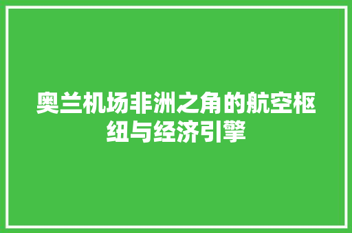奥兰机场非洲之角的航空枢纽与经济引擎