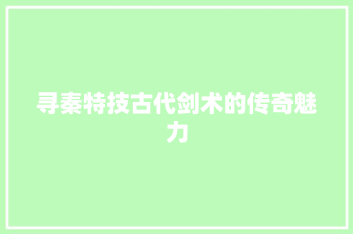 寻秦特技古代剑术的传奇魅力