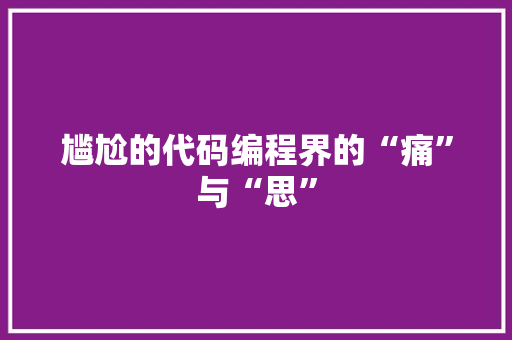 尴尬的代码编程界的“痛”与“思”