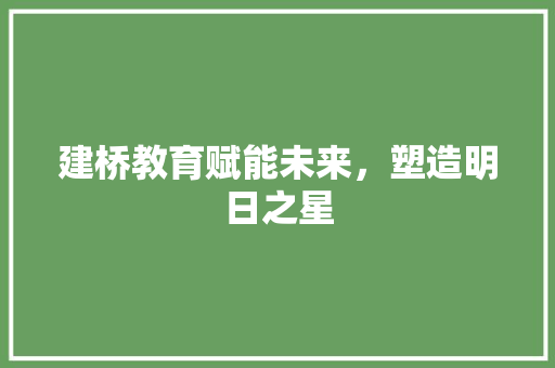 建桥教育赋能未来，塑造明日之星