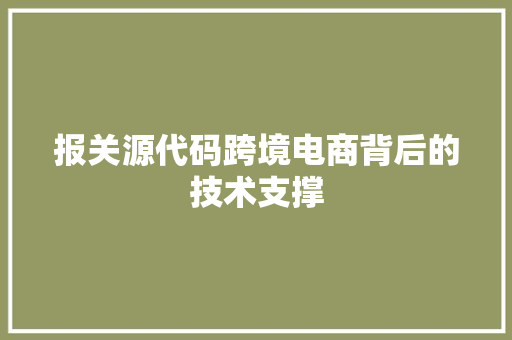 报关源代码跨境电商背后的技术支撑
