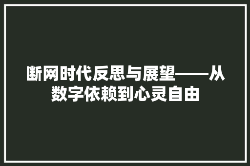 断网时代反思与展望——从数字依赖到心灵自由