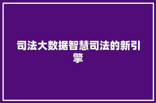 司法大数据智慧司法的新引擎  第1张