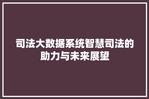 司法大数据系统智慧司法的助力与未来展望  第1张