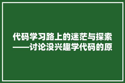 代码学习路上的迷茫与探索——讨论没兴趣学代码的原因及解决之路  第1张