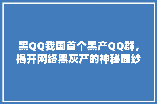黑QQ我国首个黑产QQ群，揭开网络黑灰产的神秘面纱