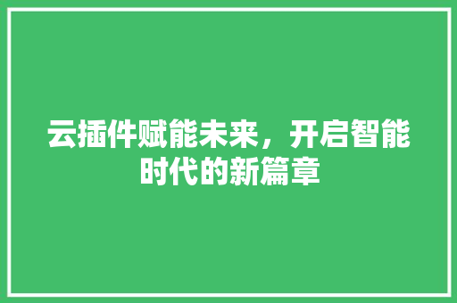 云插件赋能未来，开启智能时代的新篇章  第1张