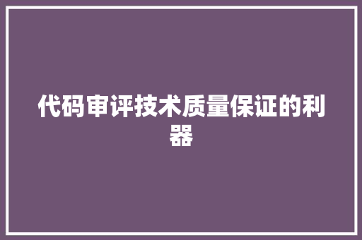代码审评技术质量保证的利器
