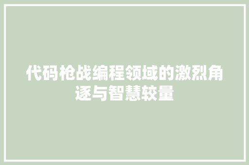 代码枪战编程领域的激烈角逐与智慧较量  第1张