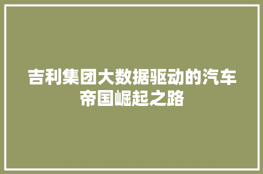 吉利集团大数据驱动的汽车帝国崛起之路