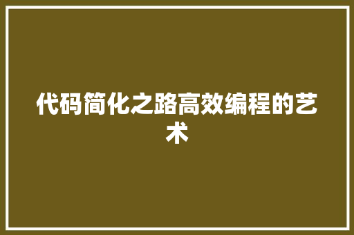 代码简化之路高效编程的艺术