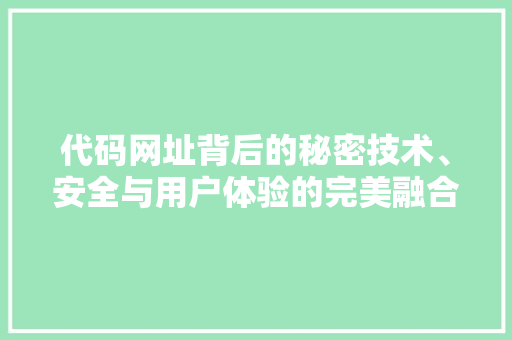 代码网址背后的秘密技术、安全与用户体验的完美融合