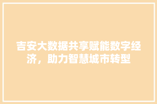 吉安大数据共享赋能数字经济，助力智慧城市转型