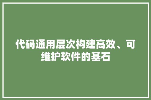 代码通用层次构建高效、可维护软件的基石