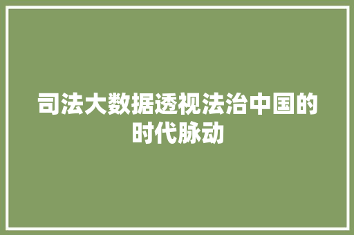 司法大数据透视法治中国的时代脉动  第1张