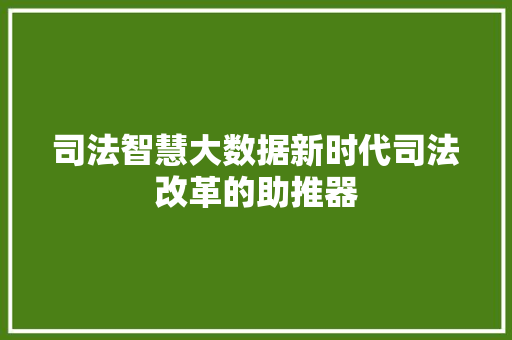 司法智慧大数据新时代司法改革的助推器  第1张