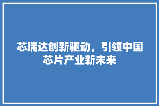 芯瑞达创新驱动，引领中国芯片产业新未来
