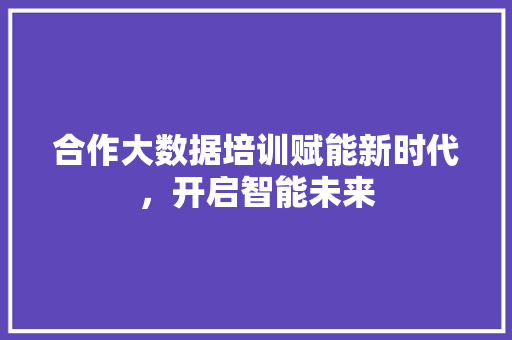 合作大数据培训赋能新时代，开启智能未来  第1张
