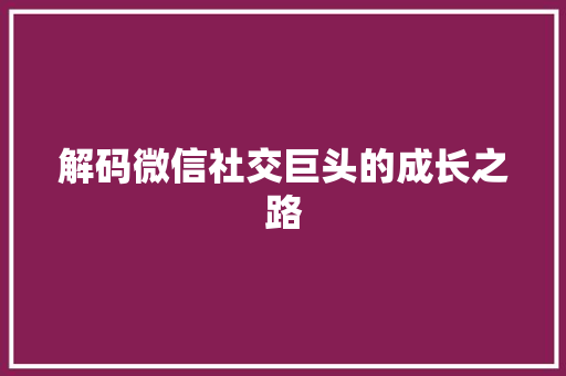 解码微信社交巨头的成长之路  第1张