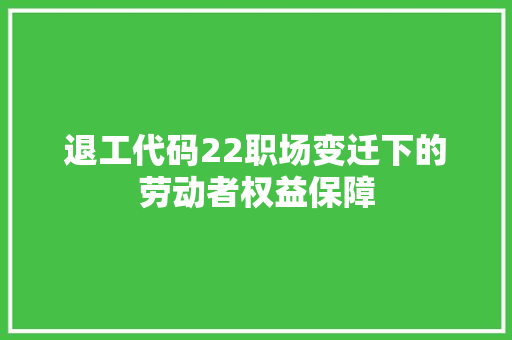 退工代码22职场变迁下的劳动者权益保障  第1张