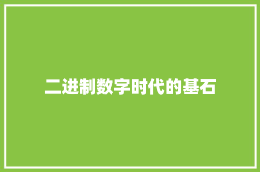 二进制数字时代的基石