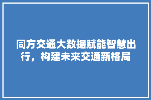 同方交通大数据赋能智慧出行，构建未来交通新格局