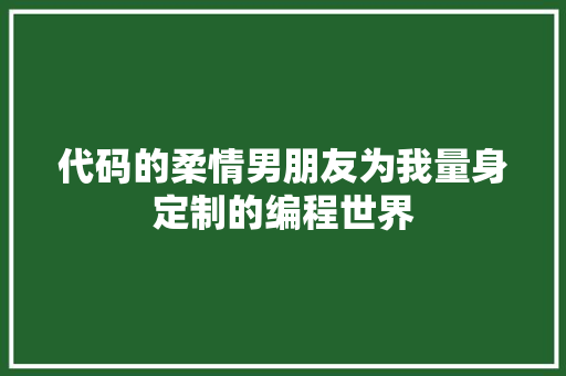 代码的柔情男朋友为我量身定制的编程世界