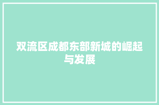 双流区成都东部新城的崛起与发展