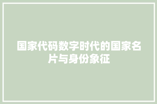 国家代码数字时代的国家名片与身份象征  第1张
