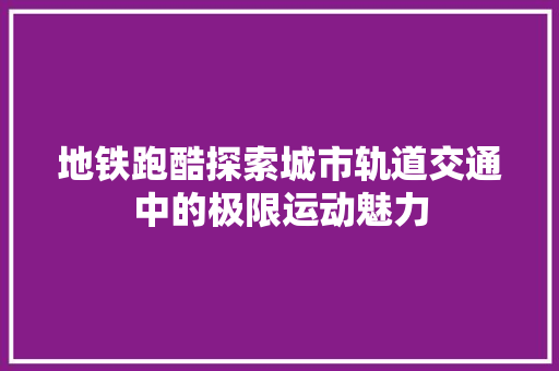 地铁跑酷探索城市轨道交通中的极限运动魅力