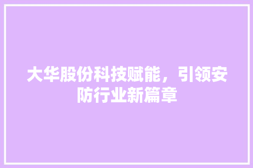 大华股份科技赋能，引领安防行业新篇章