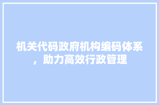 机关代码政府机构编码体系，助力高效行政管理
