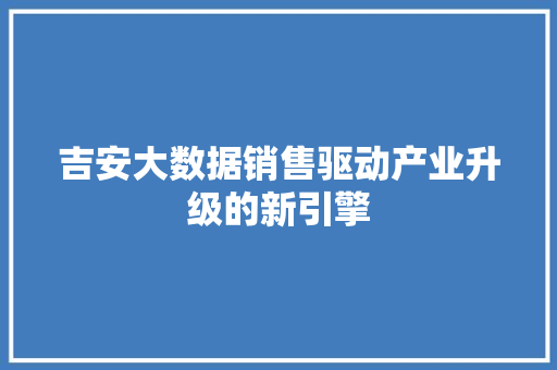 吉安大数据销售驱动产业升级的新引擎
