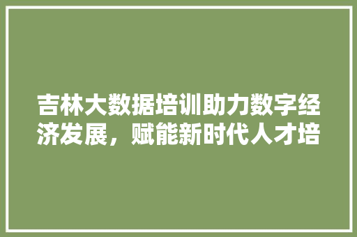 吉林大数据培训助力数字经济发展，赋能新时代人才培养  第1张