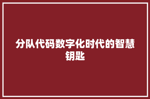 分队代码数字化时代的智慧钥匙