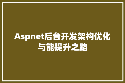 Aspnet后台开发架构优化与能提升之路