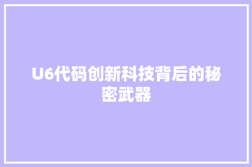 U6代码创新科技背后的秘密武器