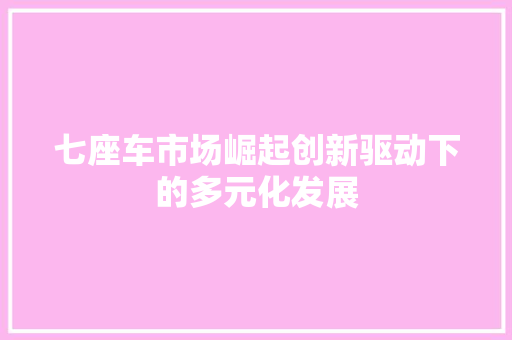 七座车市场崛起创新驱动下的多元化发展