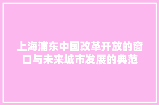 上海浦东中国改革开放的窗口与未来城市发展的典范