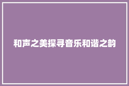 和声之美探寻音乐和谐之韵