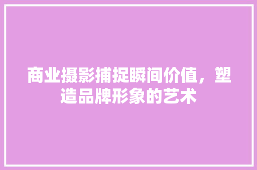 商业摄影捕捉瞬间价值，塑造品牌形象的艺术
