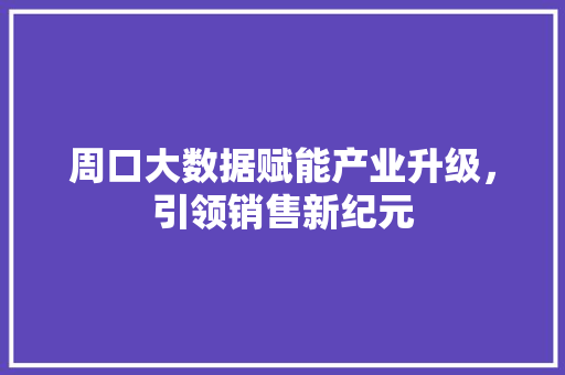 周口大数据赋能产业升级，引领销售新纪元