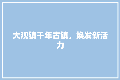 大观镇千年古镇，焕发新活力