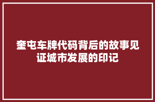 奎屯车牌代码背后的故事见证城市发展的印记